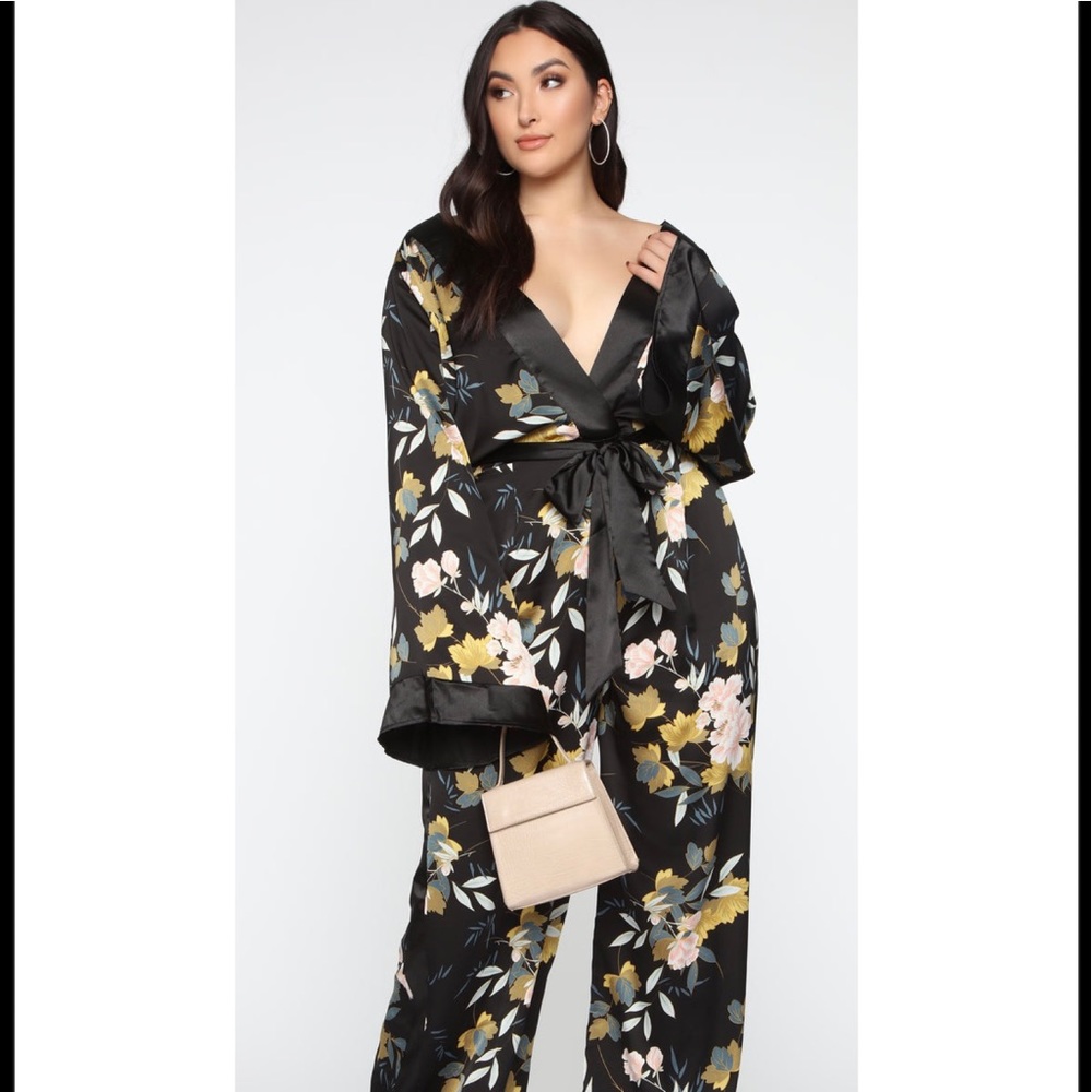 Fashion Nova Rooting for You Floral Jumpsuit - Black/Combo
